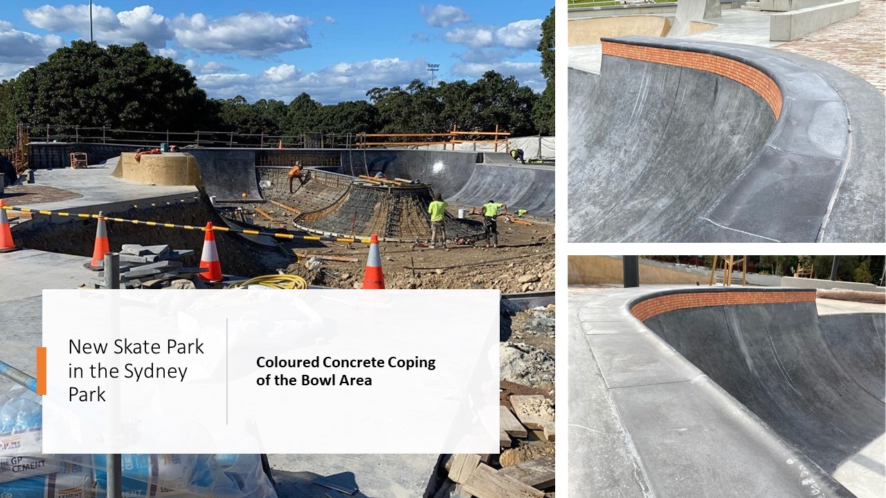 Concrete coping application in the Skate Park