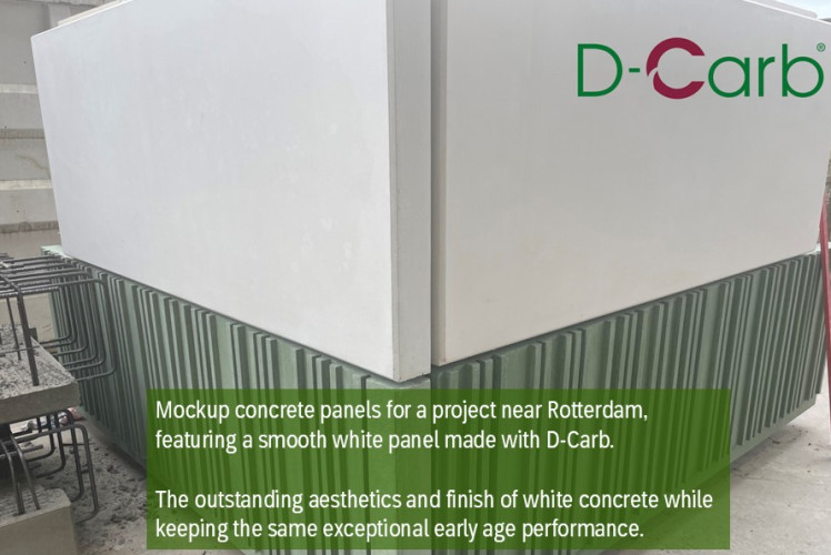 Mockup low carbon precast concrete panel made with D-Carb
