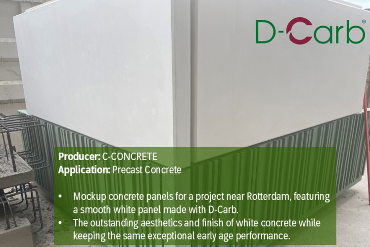 Mockup low carbon precast concrete panel made with D-Carb