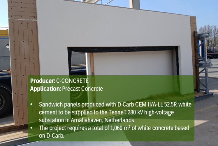 Sandwich panels produced with D-Carb CEM II/A-LL 52.5R white cement