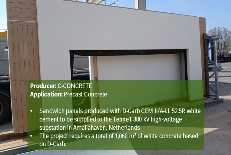 Sandwich panels produced with D-Carb CEM II/A-LL 52.5R white cement
