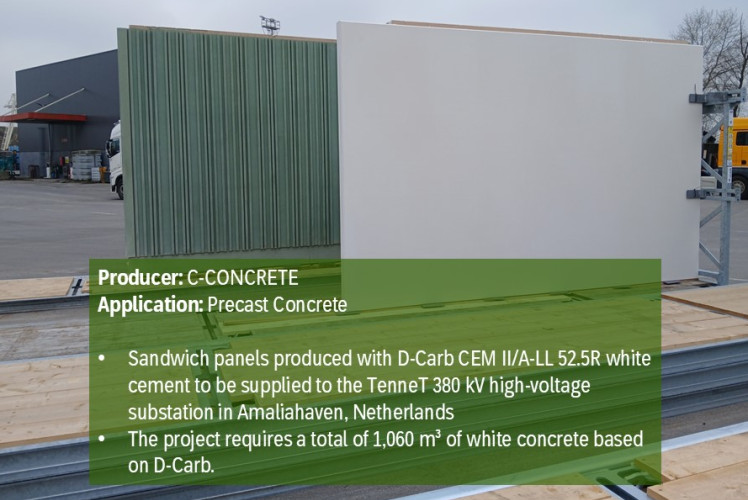 Sandwich panels produced with D-Carb CEM II/A-LL 52.5R white cement