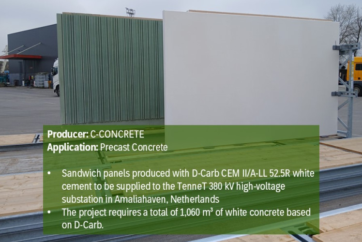 Sandwich panels produced with D-Carb CEM II/A-LL 52.5R white cement