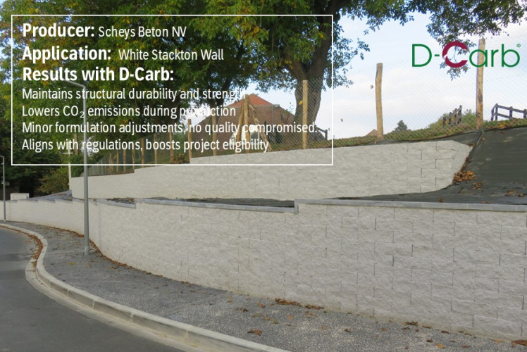 Scheys Beton concrete retaining wall made with D-carb low carbon white cement 